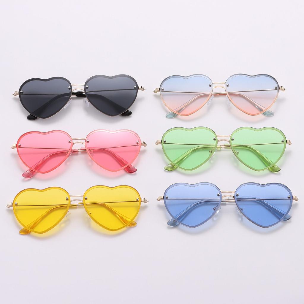 Солнцезащитные очки для выпускного вечера с защитой от ультрафиолета на Хэллоуин в форме сердца без оправы розовые солнцезащитные очки в стиле хиппи