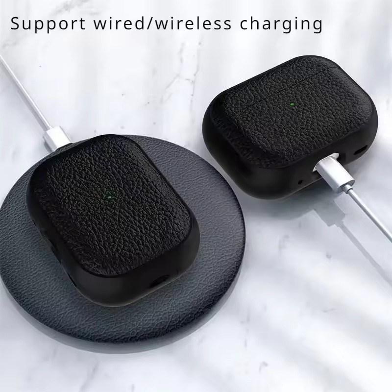 Чехол из кожи с текстурой для Apple Airpods 1/2 3 4 Pro 2 Wrieless Bluetooth Earphone Protective Cover Anti Lost Headphone Bag