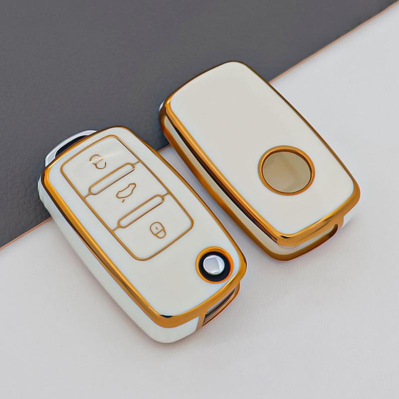 For VW Golf Polo Bora Beetle Tiguan for SKODA Fabia YIJS5 Superb for SEAT Leon Toledo Altea Ibiza TPU Remote Key Fob Case Cover