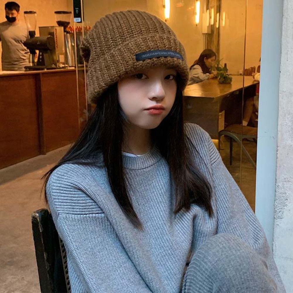 Letter Simple Skullies однотонная шерстяная холодная шапка модная зимняя теплая шапка женская/мужская