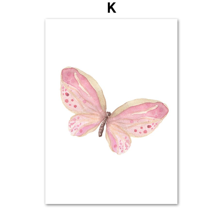 Розовая принцесса, бабочка, единорог, корона, имя на заказ, настенное искусство, холст, живопись, постеры и принты, фотографии для девочек, декор для детской комнаты