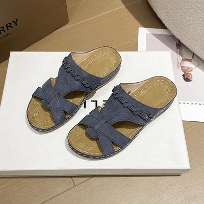 Женские шлепанцы на танкетке, европейские и американские, внешнеторговые, большого размера, пляжная обувь, с автомобильной строчкой, на толстой подошве, легкие и удобные шлепанцы, женские, в наличии