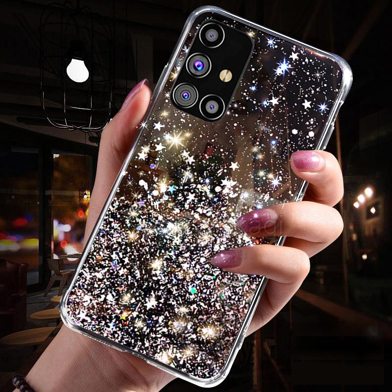 Glitter Sequins Phone Cases For Samsung Galaxy M12 M10 M11 M21 M31 M30S M31S M51 M62 Soft TPU For Samsung A10 A20 A30 A40 A50 A70 A21S A20S Cover Lady