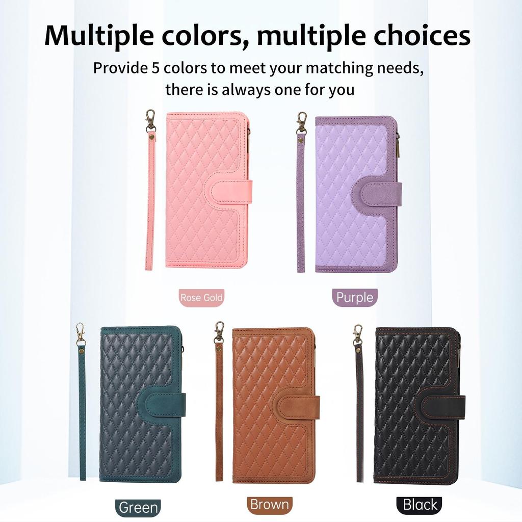 Wallet 9 Card Flip Zipper Leather Case for for Samsung S23 S22 S21 S20 Ultra Plus A13 A14 A54 A53 iPhone 15 14 Plus 13 12 11 Pro Max X XR XS Max 8P 7P