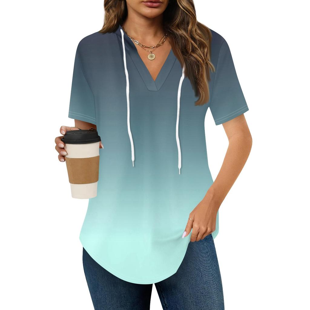 Женские летние футболки с V-образным вырезом, толстовки с коротким рукавом, туники, повседневные свободные туники, толстовки