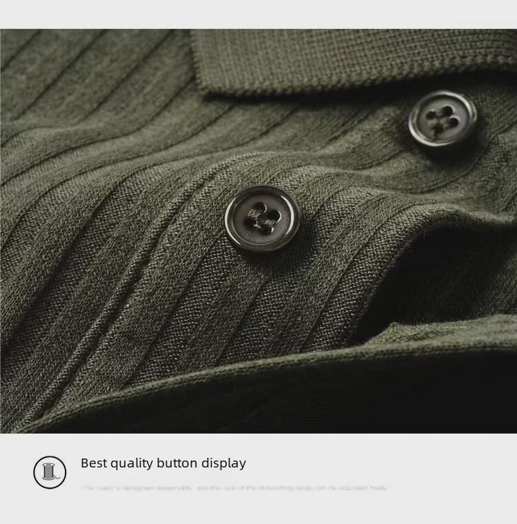 2024 Трендовая мужская однотонная рубашка поло - Летняя мода в японском стиле