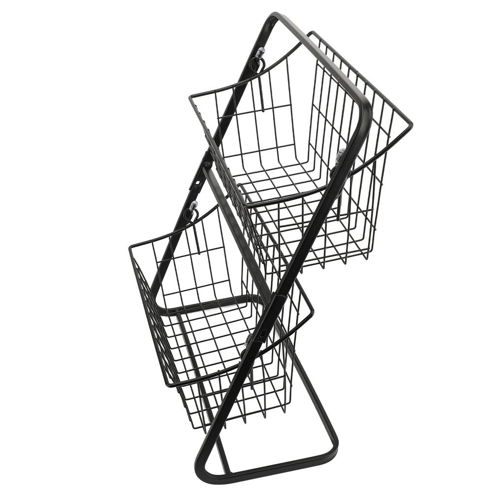 Кухонная корзина для хранения фруктов Многоцелевая сетчатая из углеродистой стали Полая конструкция 2-ярусная корзина-чаша для фруктов для кухонной столешницы