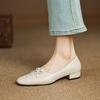 Мода 2025 Новое поступление Мягкая натуральная кожа Женские туфли на каблуке Квадратный носок Удобные Модные Повседневные Туфли на низком каблуке Обувь на четыре сезона