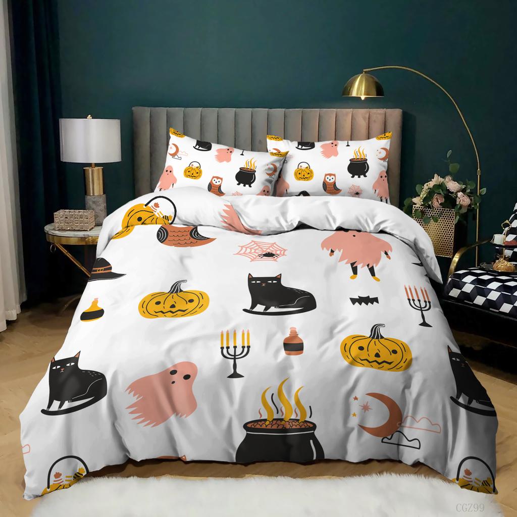 Holiday Halloween Three-Piece Digital Printing Quilt Cover Bedding