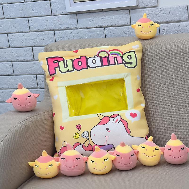 Bag Of Cheesy Puffs Pudding Cute Lot Toy Stuffed Soft Snack Plush Squishmallows Unicorn Plushie Toys Kids Women Gift Cute Animal Soft Plush