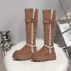 Универсальные, но до колена женские зимние новые бархатные женские ботинки два варианта носки на толстой подошве с увеличением роста теплые высокие сапоги
