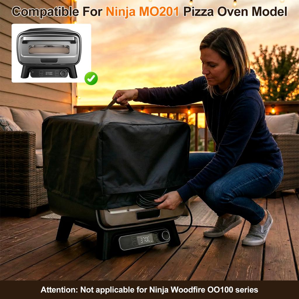 Pizza Oven Cover Oxford Pizza Oven Dust Cover with Power Cord Storage Pocket and Adjustable Drawstring Waterproof Oven Accessory
