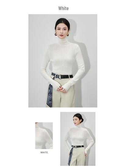 16-Needle Four-Flat Superfine Merino Wool Solid Turtleneck Knitwear: Simple, Versatile, and Close-Knit Design