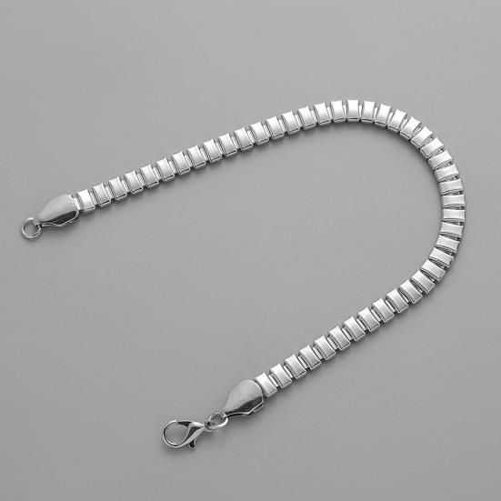 Мужской браслет, однотонный, простой, из нержавеющей стали, мягкий зажим для лобстера, гладкая поверхность, крутая змеиная чешуя