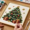 Christmas Tabletop Ornament Crafts DIY Faux Pearl Painting Art Kit with Frame, Santa Holiday Projects for Family Beads Craft Adults Beginner, Handmade