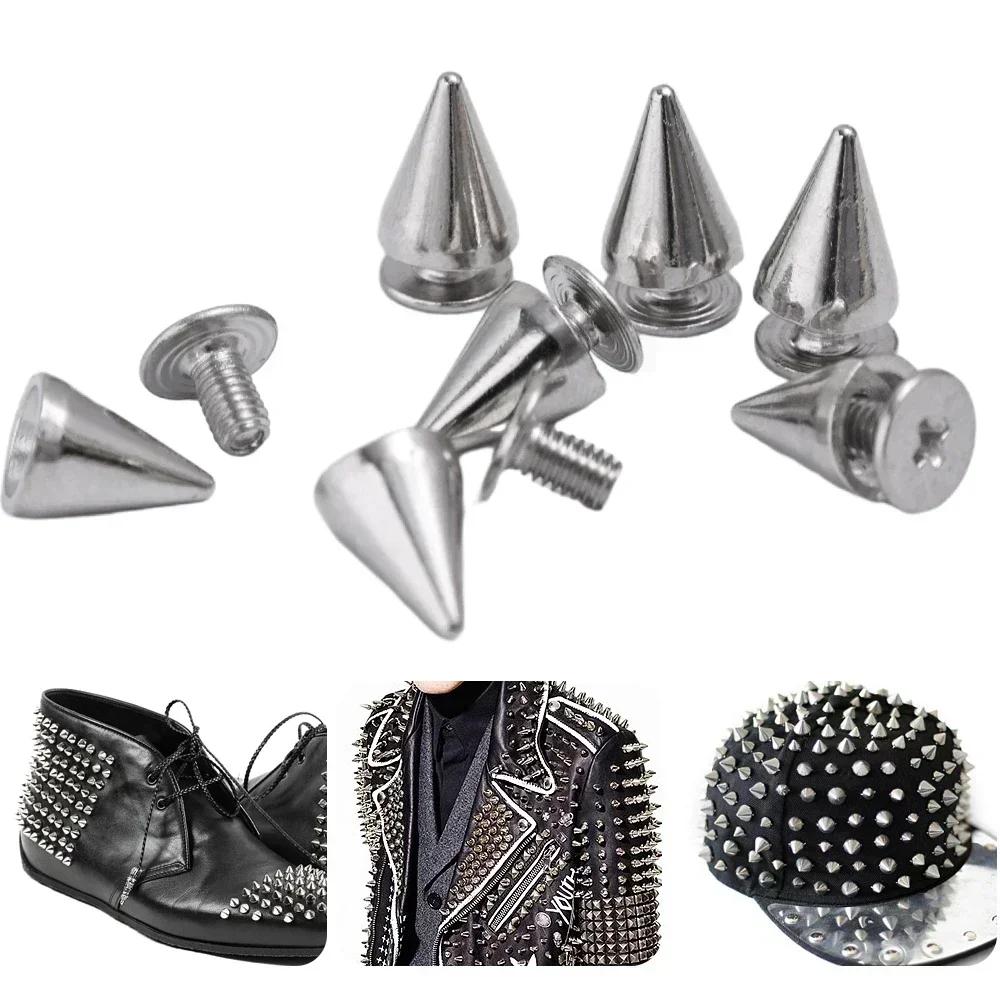 10/14/20MM Серебряные заклепки Круглые конические шипы DIY Панк Конические гвоздики Обувь Одежда Двойной колпачок для гвоздей Заклепки Товары для рукоделия