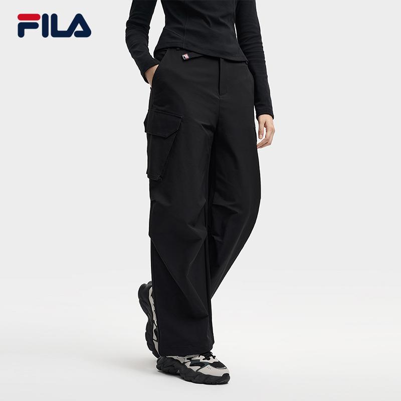 Fila Оригинальные Простые Классические Рабочие Мягкие Удобные Брюки Кэжуал с Прямыми Штанинами из Матовой Ткани Женский низ F11W549802FBK