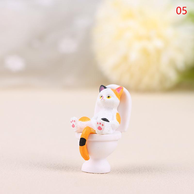1 шт., миниатюрная фигурка кошки из серии «Туалет», милая долговечная статуэтка кошки, красивая для украшения офиса, мини-кукольного домика