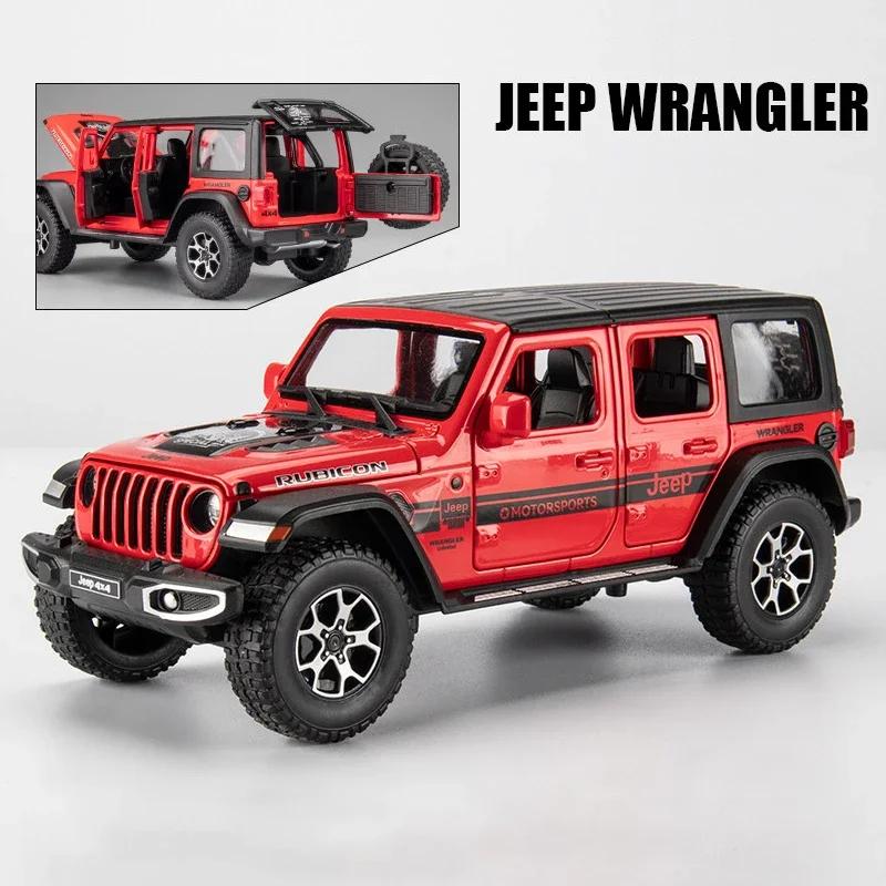1/22 Джипы Wrangler Rubicon Модель из сплава Игрушка Литые из металла Оттягивающиеся Звук и свет Игрушечные машинки для детей Транспортное средство