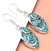 Nepali Tibetan Turquise Lapis Lazuli Gemstone Silver Jewelry Earring 1.5''