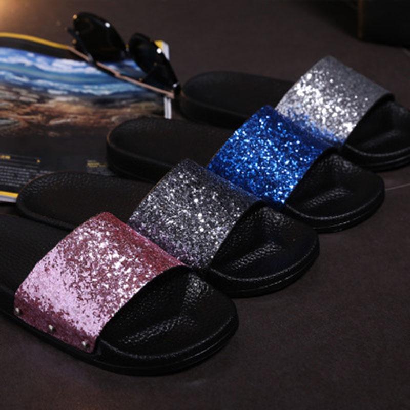 Elegant Sexy Open Teen Slides For Women With Premium Quality Glitter Platform