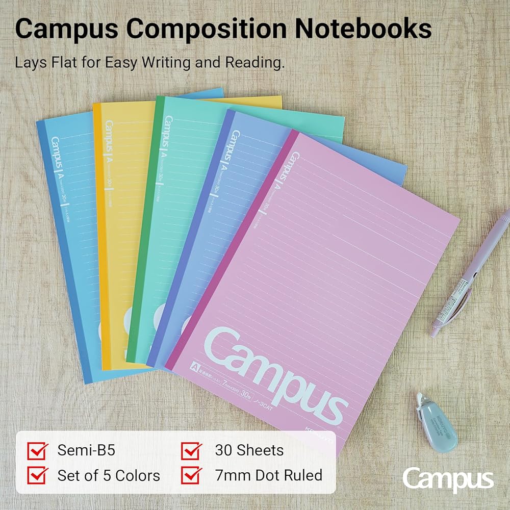 KOKUYO Тетрадь Campus B5 A-Square 30 листов 5 штук в упаковке в точку