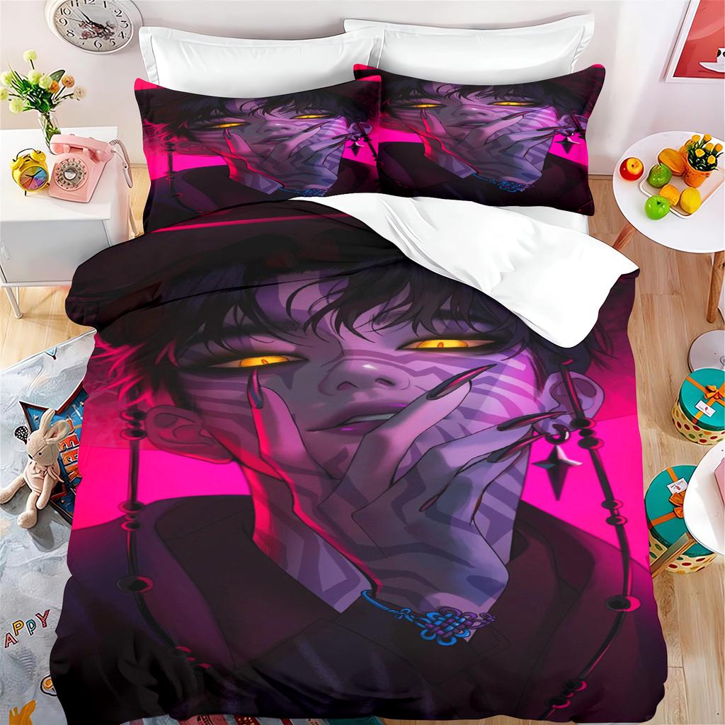 KPop Demon Hunters Аниме 100% Полиэстер Комплект постельного белья Комплект пододеяльника Печатный Мультяшный Домашний Декор
