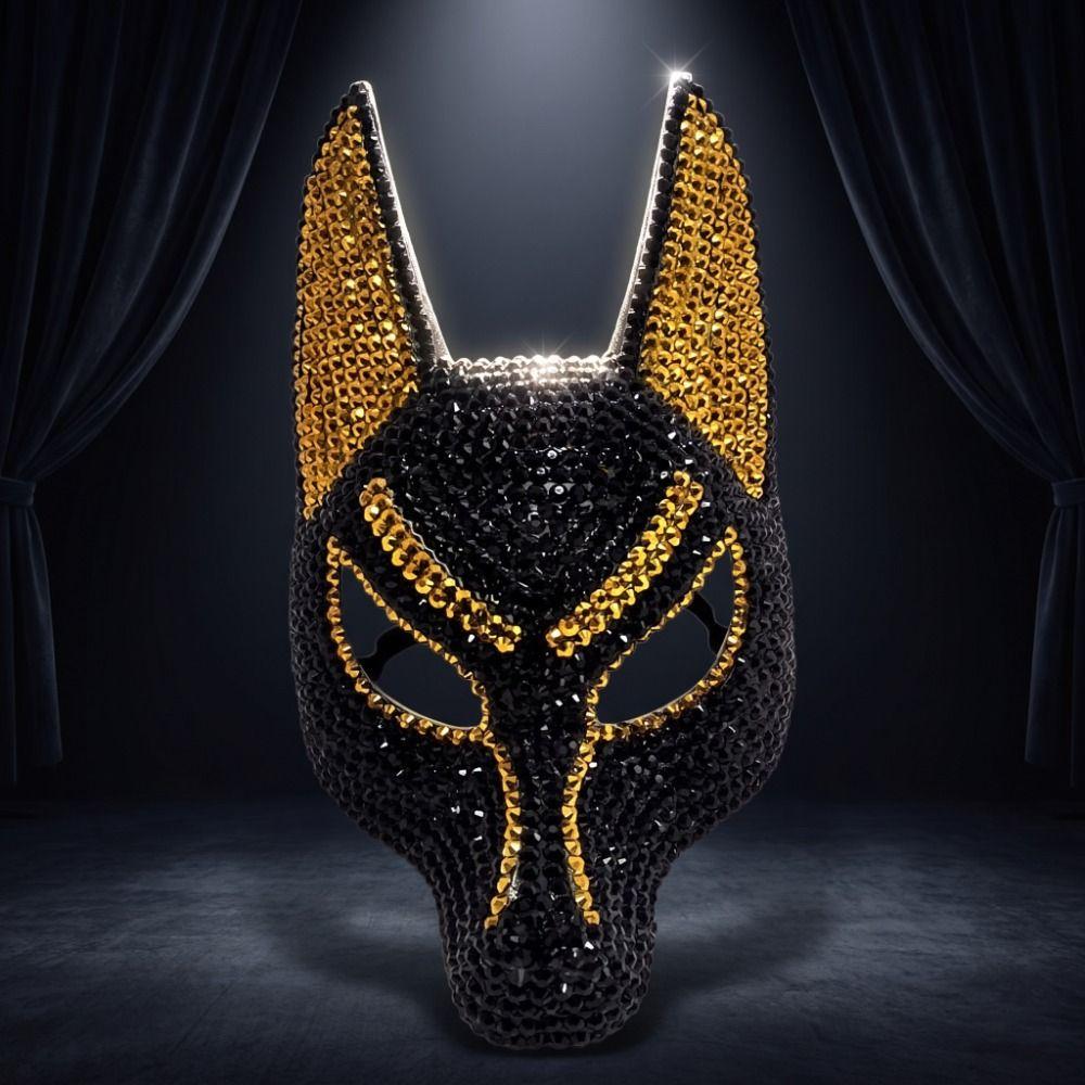 Dress Up Props Wolf Crystal Mask Luxury Design Halloween Mask Fashion Rhinestone Mask  Halloween