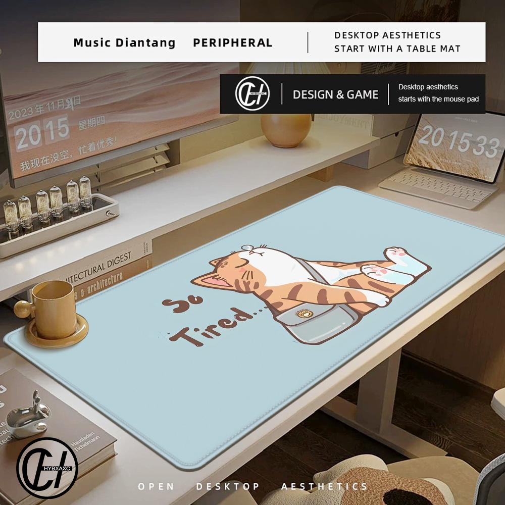 Cartoon Cute Cat Large Xxl Mouse Pad Anti Slip Rubber Edge Locked Thickened Nonslip Laptop Gaming Table Pad Desk Mat Hybxaxc