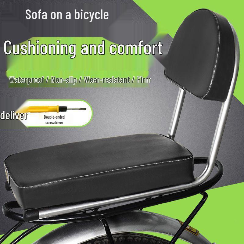 Thickened Bicycle Rear Seat Cushion with Backrest for Carrying People or Children