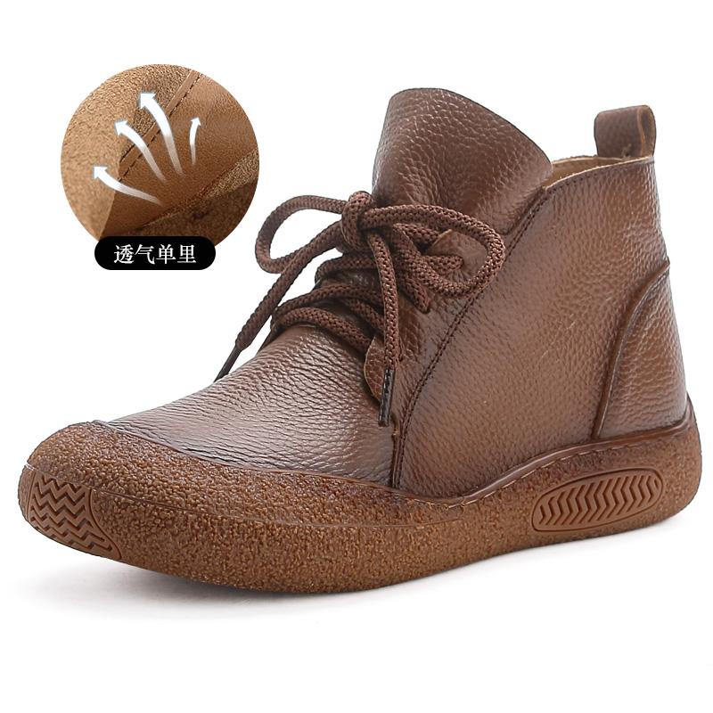 Высококачественные женские ботинки из натуральной кожи женские водонепроницаемые ботинки модные женские ботинки на шнуровке на платформе коричневые ботинки