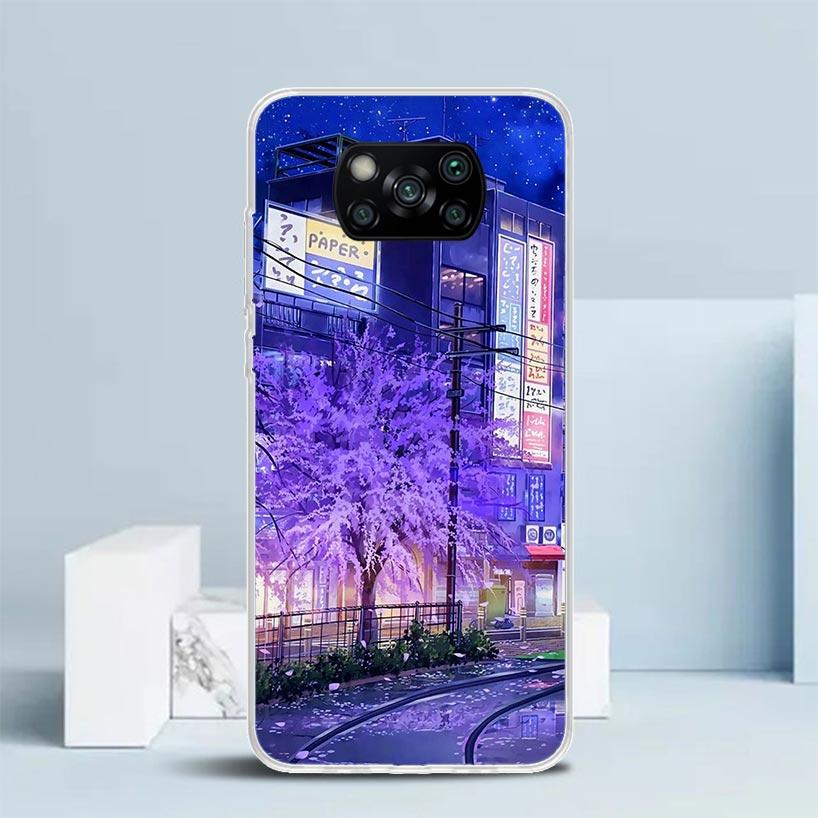 Эстетичный Аниме Пейзаж Чехол Для Телефона Для Xiaomi Poco F7 Ultra X5 X6 X7 Pro M7 Redmi 15C 15 13C 13 12C 12 10C 10 10A 9 9C 9A 9T Cov