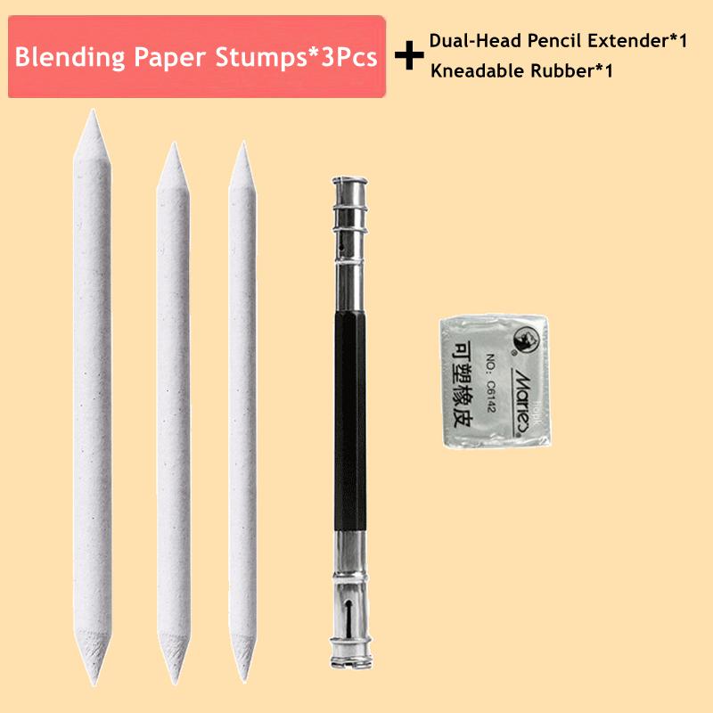 Смешивание пней и лепешек. Бумажные художественные блендеры. Наждачная бумага. Точилка для карандашей. Указатель для художника. Инструменты для рисования углем.