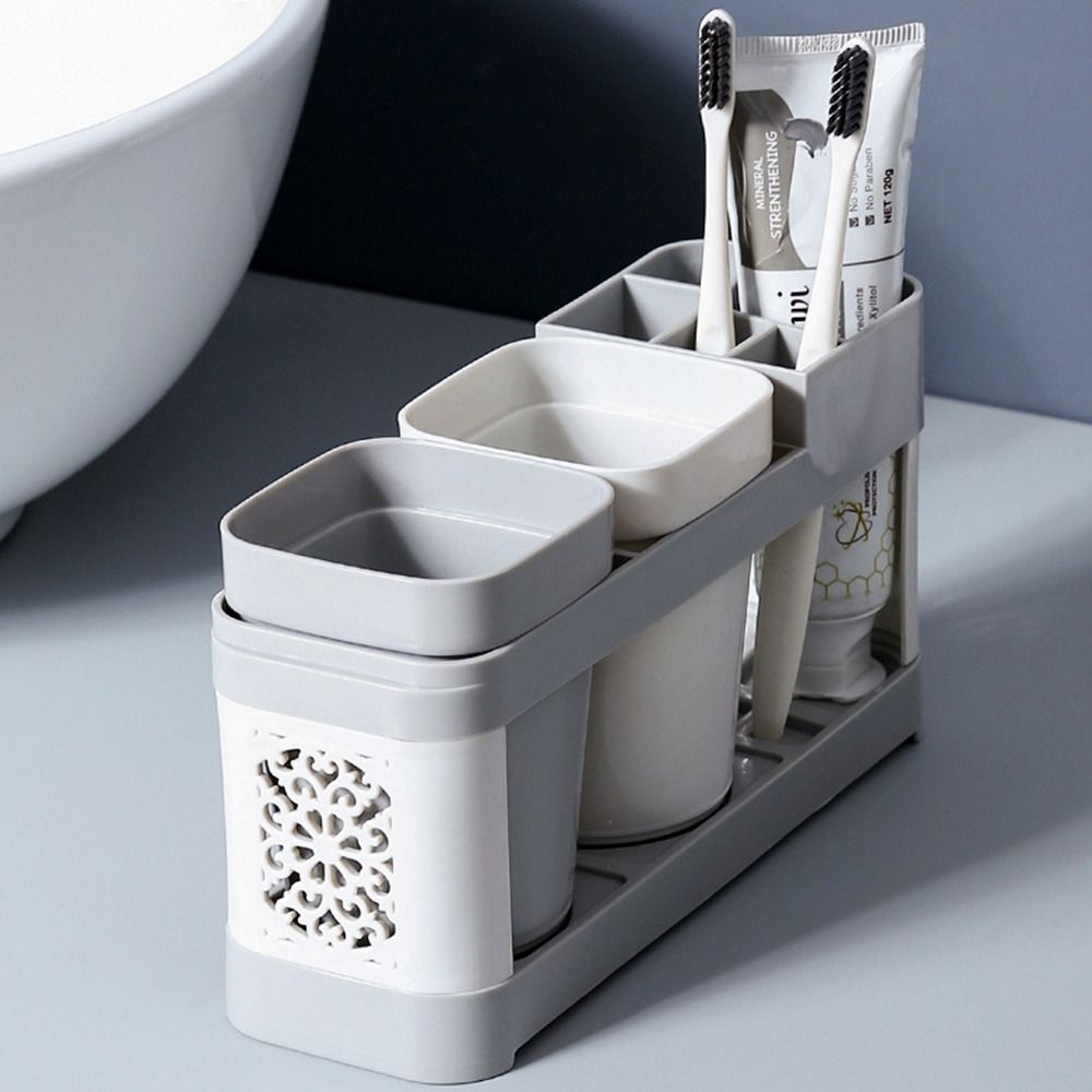 Главная Стоматологический держатель для ванной комнаты Органайзер для держателя Набор стаканов для ополаскивания полости рта Стакан для мытья Держатель зубной щетки