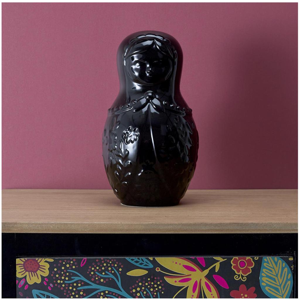 Les Trésors De Lily [A3671] - Копилка керамическая "Русская кукла" черная - 20x11x10 см