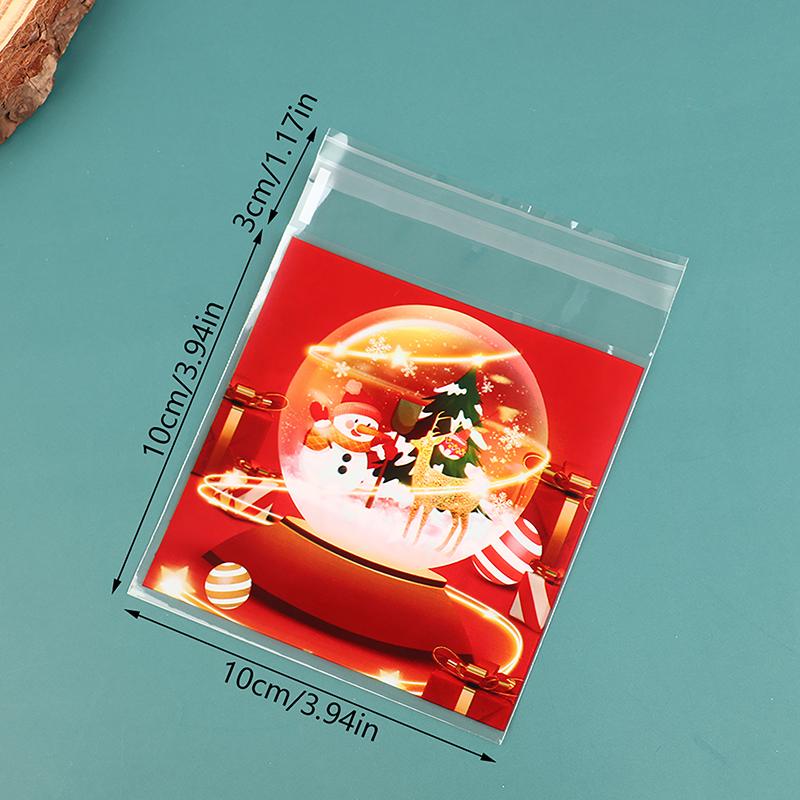 100 шт. Рождественский подарочный пакет, самоклеящийся пакет для упаковки печенья и конфет, подарочный пакет на годовщину, пластиковый пакет для выпечки закусок