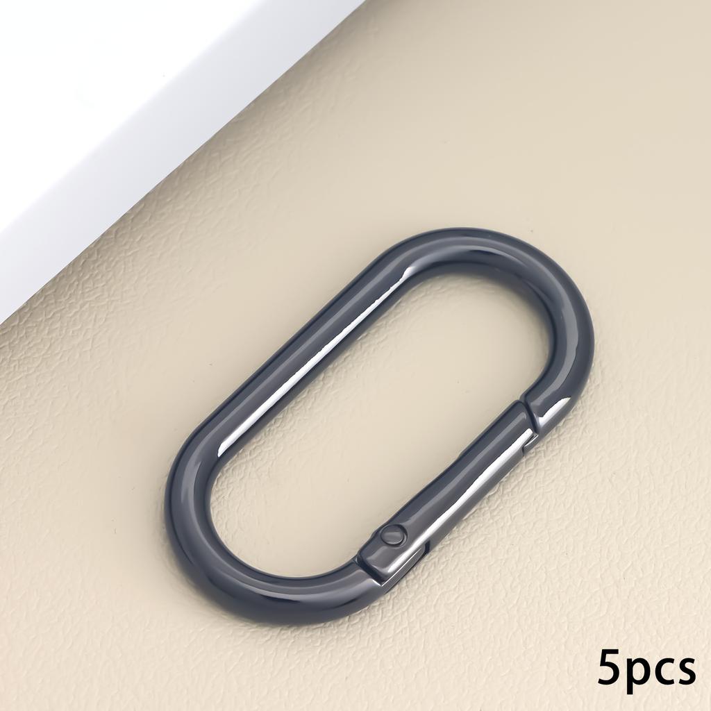 5pcs Oval Spring Ring Clips, Metal Keyring Purse Clip, Opening O Ring Clip for Men's Keychains, Backpacks, Keys