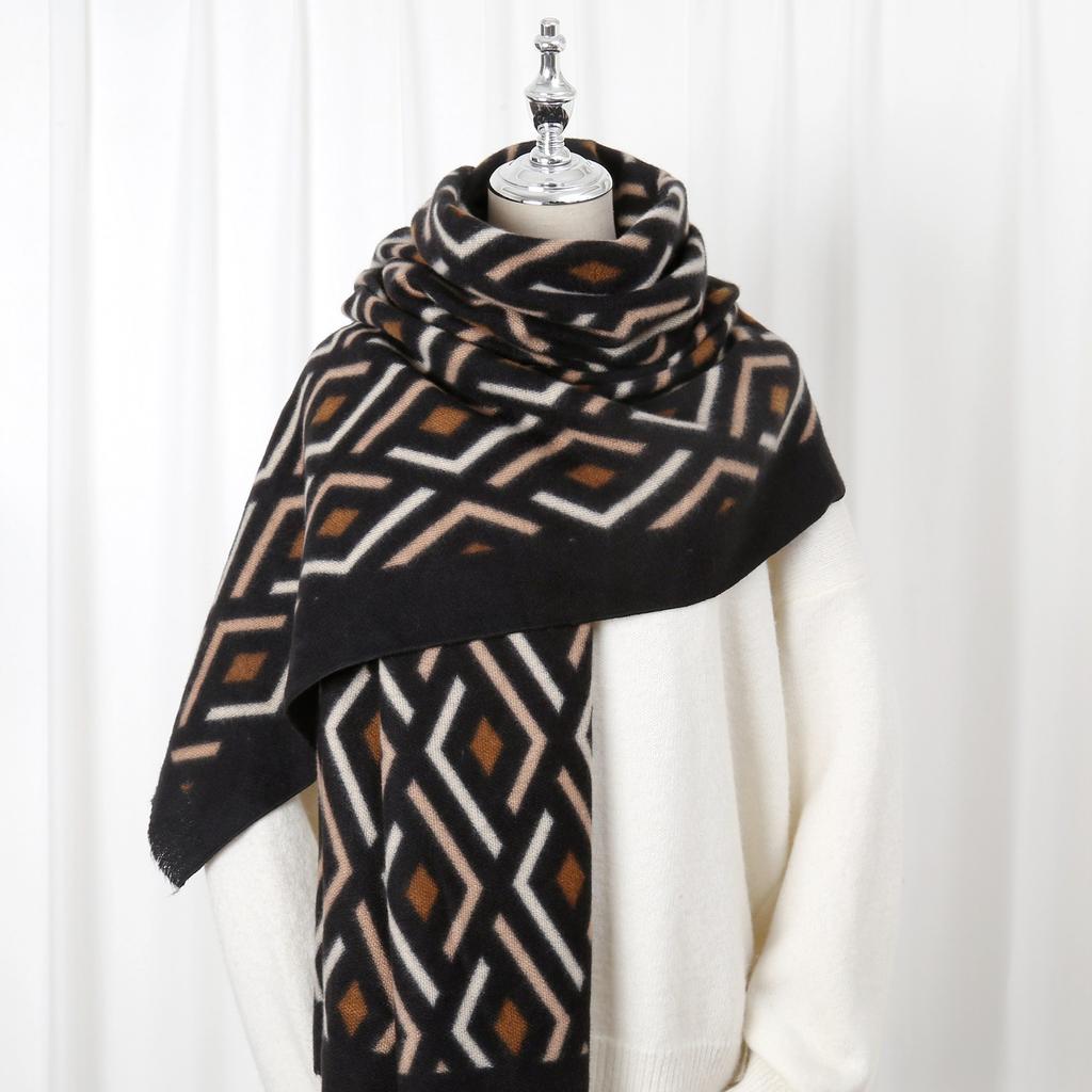 2024 Осень/Зима Новый Напечатанный Кашемир Как Длинный Шарф Шаль Женский Теплый Шарф Шаль Утолщенный Бархатом