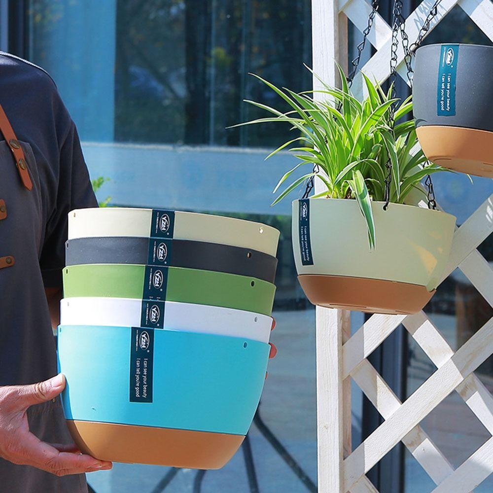 Самополивные подвесные горшки с дренажным отверстием, подвесные цепные корзины, горшок для растений на открытом воздухе