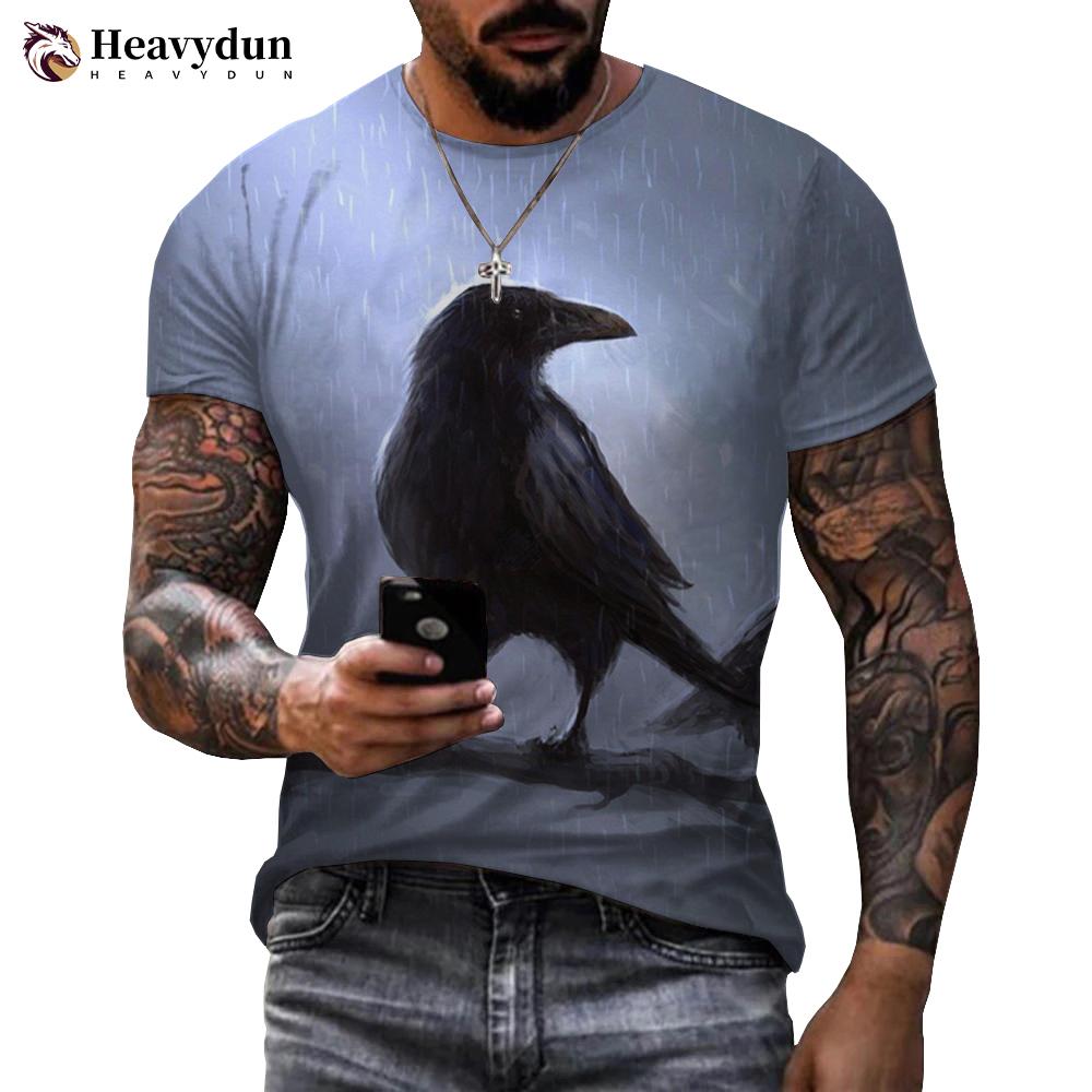 Футболка с 3D принтом Crow Raven Bird Harajuku, уличная одежда, футболки, топы, мужские летние модные повседневные крутые футболки с короткими рукавами