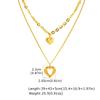Stainless Steel Double Layer Heart Necklace for Women Gold Plated Textured Pendant Waterproof Romantic Accessory