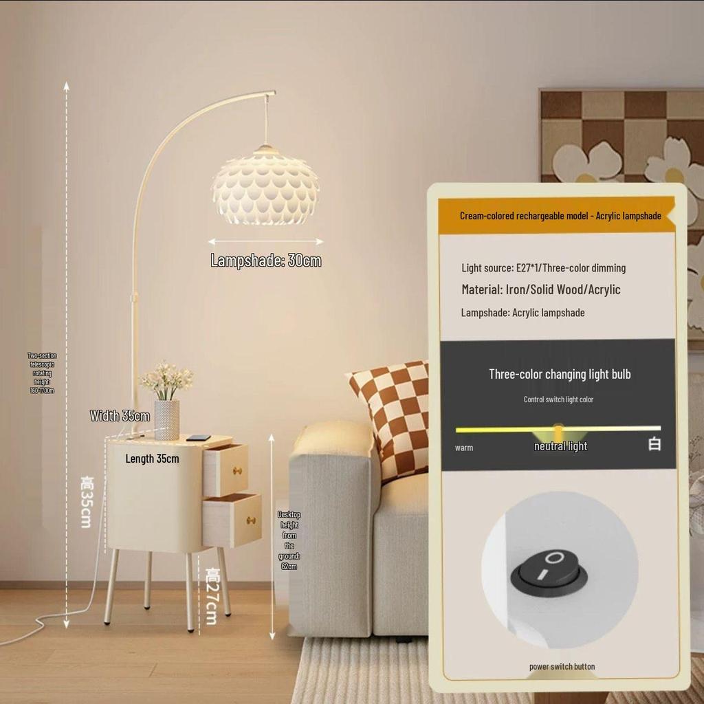 Современный кремовый торшер: Универсальный стиль для спальни, гостиной и прикроватной тумбочки