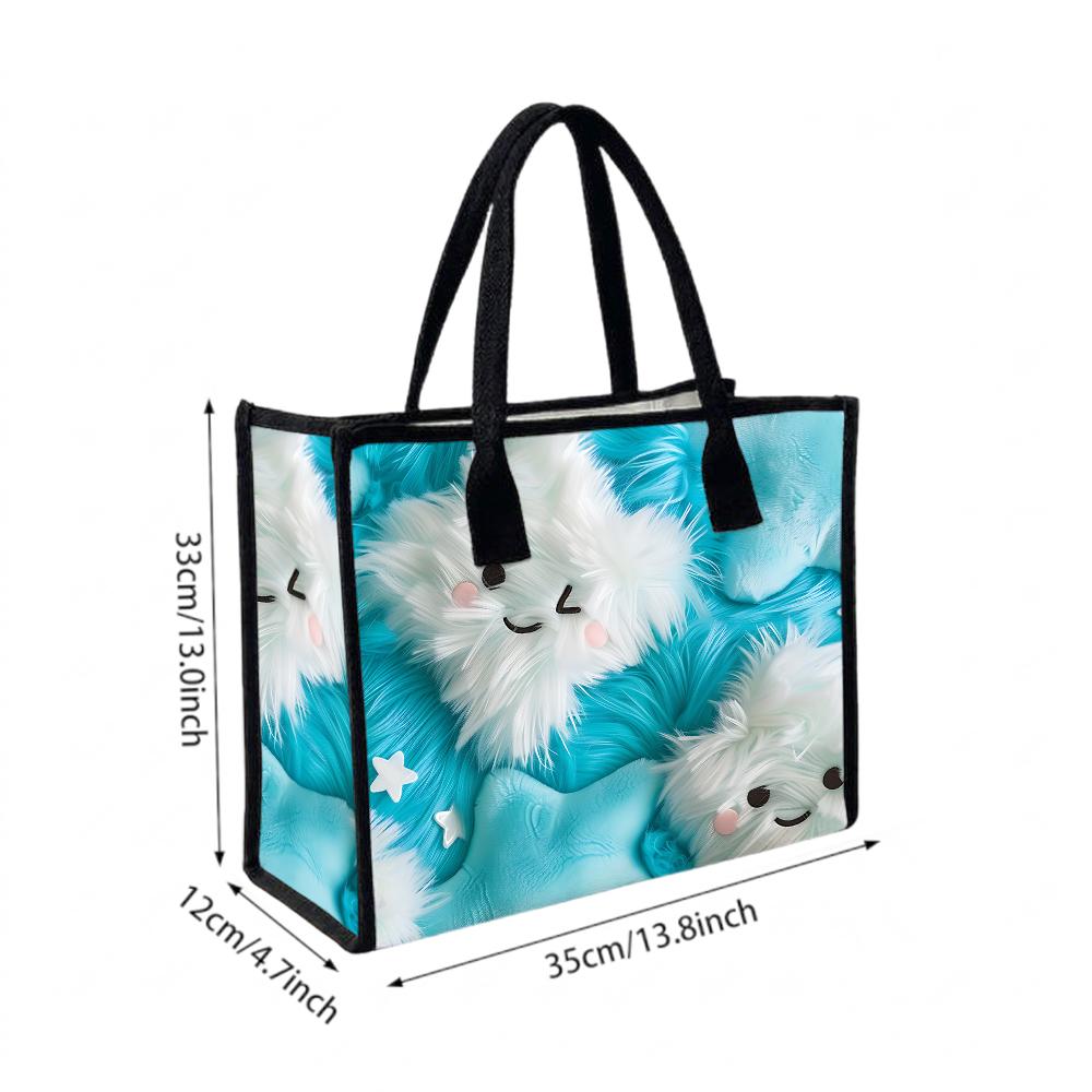 Cute Fuzzy Cartoon Tote Bag Fashion Large Capacity Casual Handbag for Shopping Travel Daily Use