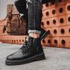 Hot Sale Fashion Brown Boots for Men Comfort Platform Men's Work Boots Lace-up  Leather Ankle Boots Casual Men Botas Masculino