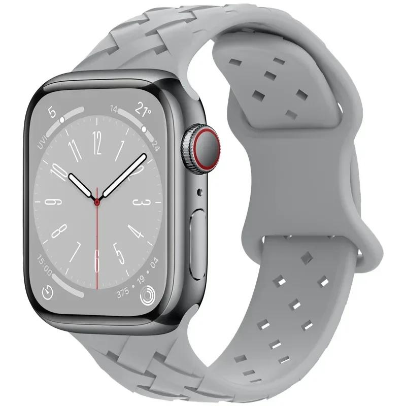 Ремешок для Apple Watch Band Ultra 49 мм, 44 мм, 40 мм, 45 мм, 41 мм, 38 мм, 42 мм, спортивный силиконовый тканый браслет-петля, серия IWatch 9, 8, 7, 6, 3