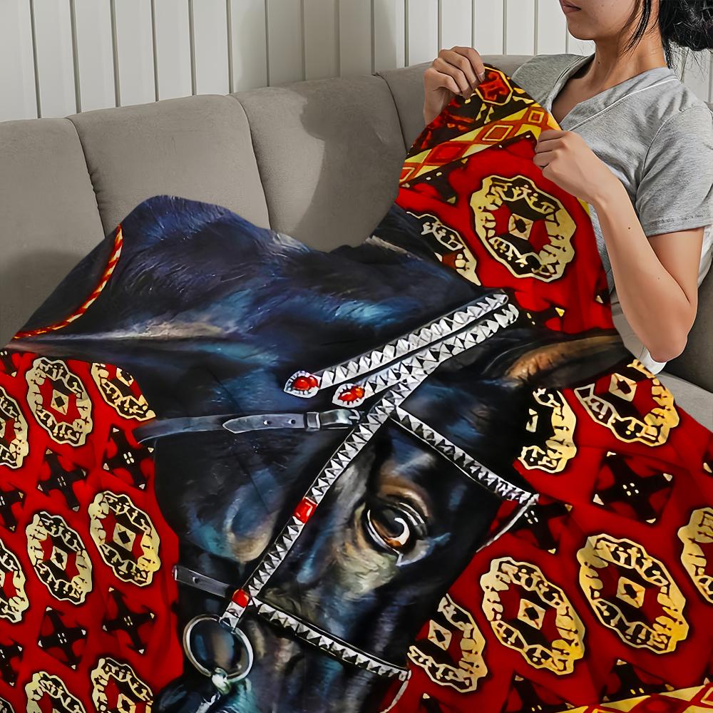 Blanket For Soft Throw Horse Blanket for Picnic Pattern Fashion Bed Sofa Retro Home Bedroom Cozy Warm Comfortable