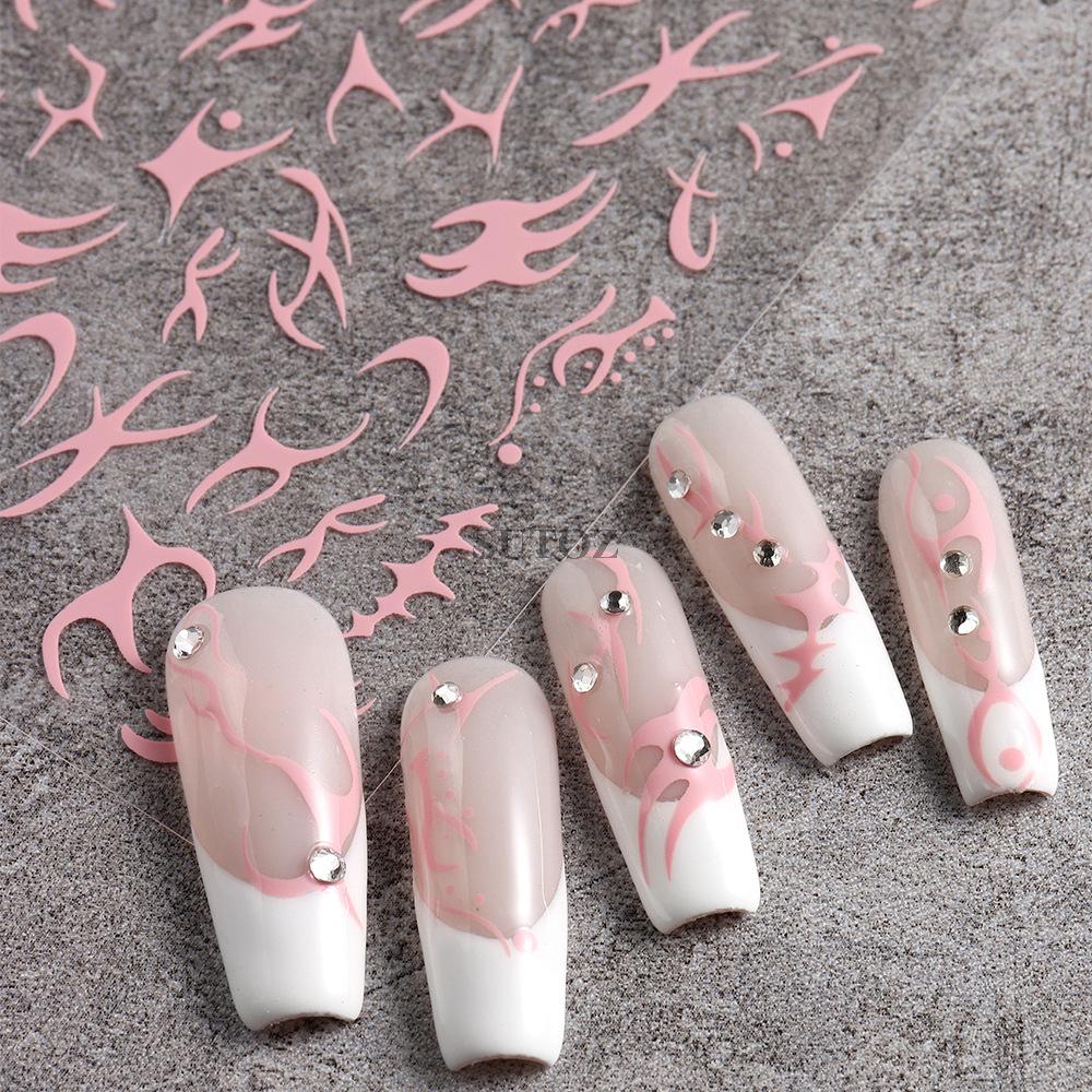 Наклейки для ногтей с геометрическим узором, сияющая звезда и луна, клейкие наклейки для ногтей