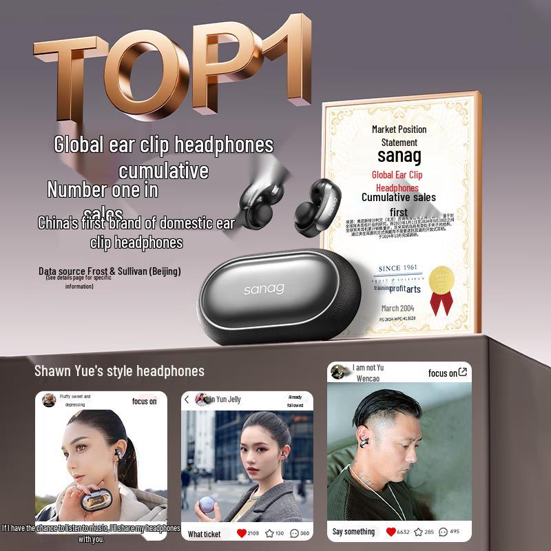 SANAG S9S AI Bone Conduction Open-Ear Bluetooth Headset