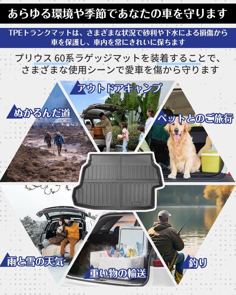 Toyota Prius 60 Series Luggage 3D Trunk Mat with Luggage TPE Cargo Mat for January Prius Custom Genuine Easy Installation PRIUS Cargo Mat Mat, Tray,