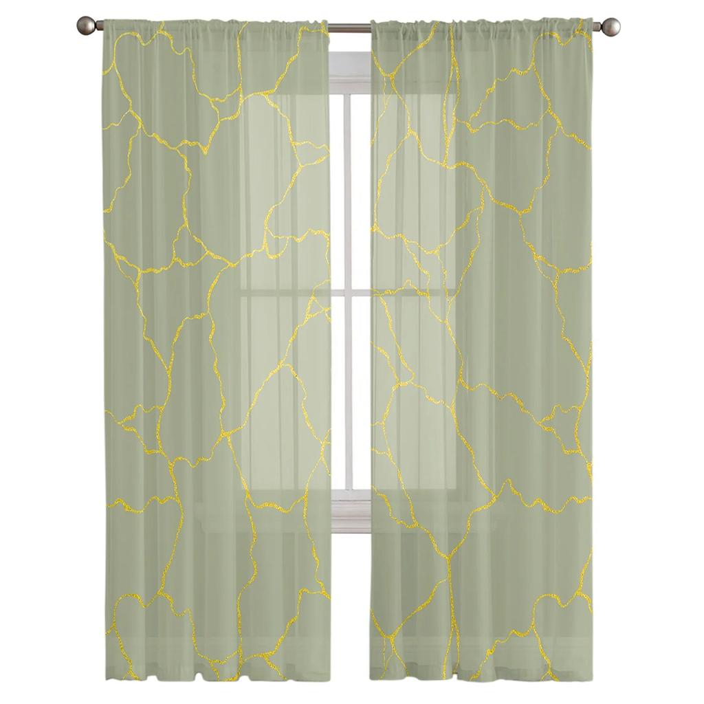 Шалфейно-зеленая текстура с геометрическими линиями, оконные тюлевые шторы для гостиной, кухни, рождественский домашний декор, прозрачные шторы из вуали